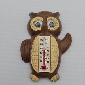 Vintage Owl Refrigerator Magnet Plastic Thermometer Googly Eyes Arjon Hong Kong